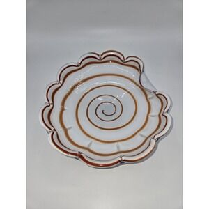 Murano Fratelli Toso Cased White‎ Orange Swirl Art Glass Bowl MCM 9" Rare
